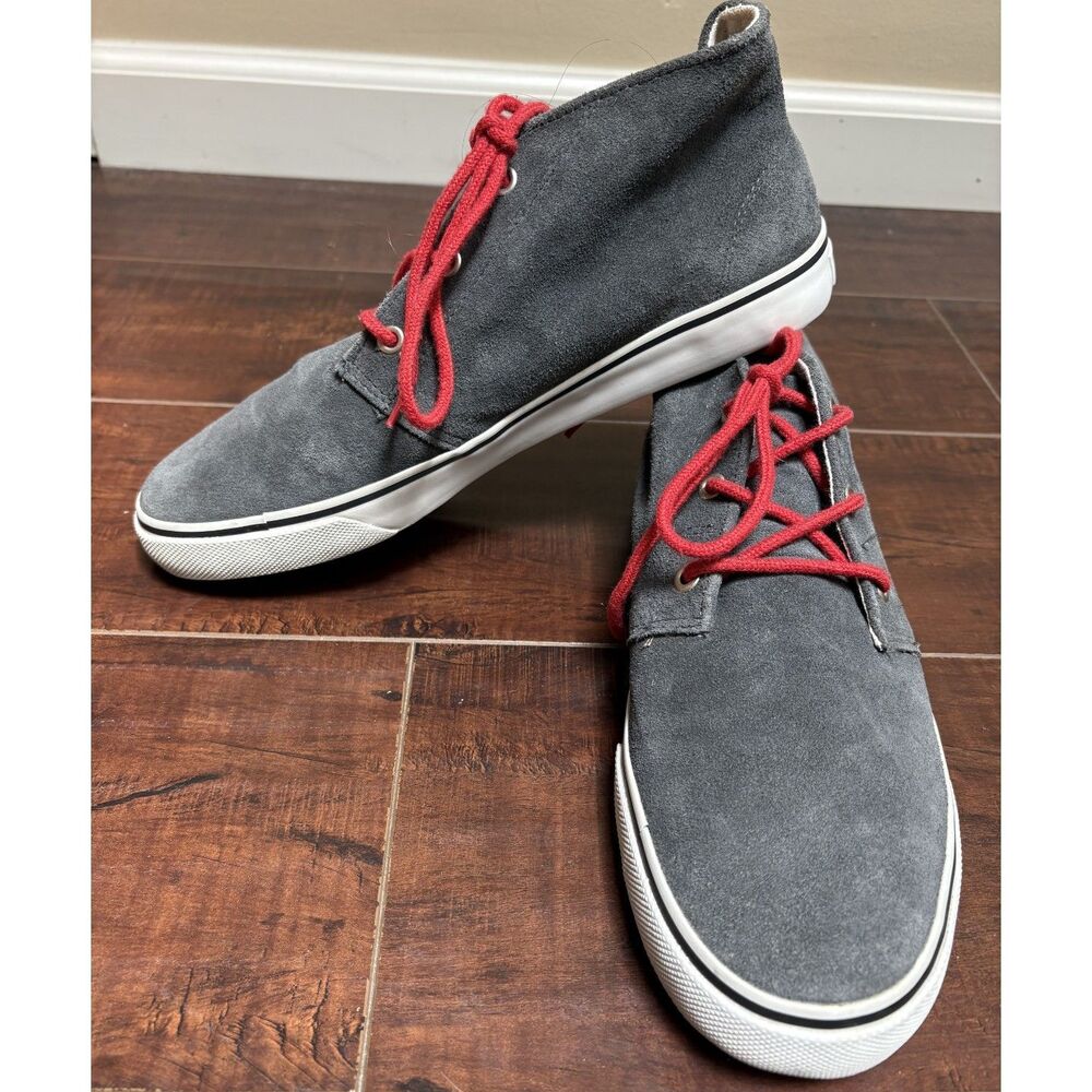 Aeropostale Gray Suede Chukka Boot Sneakers Red Laces Mid Top Skate Shoes Men 10 - Picture 7 of 7